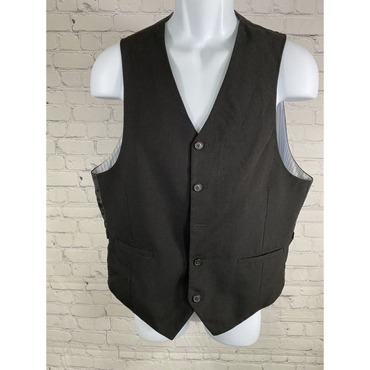 Stanford Essentials Classic Fit Back Buckle Black 5 Button Vest Pockets Men’s M