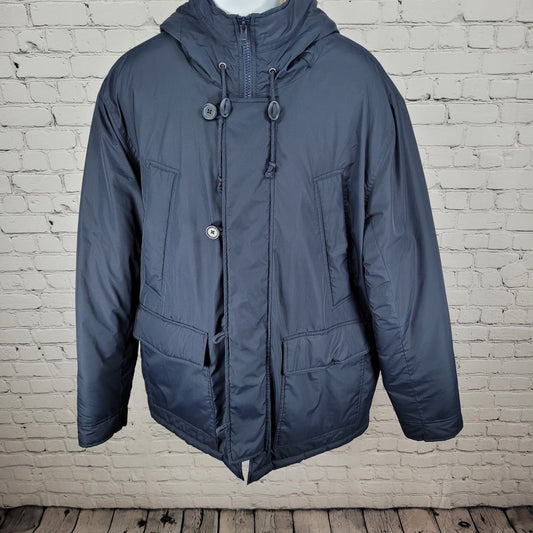 J.CREW Merchantile Navy Sherpa Hooded Insulated Knit Cuffs Jacket Size XL