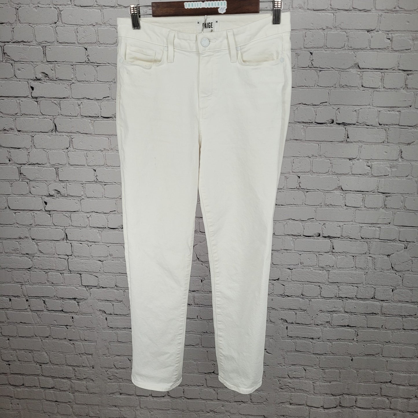 Paige White Denim Hoxton Straight Ankle Mid Rise Jeans USA Made Size 29 (29x27)