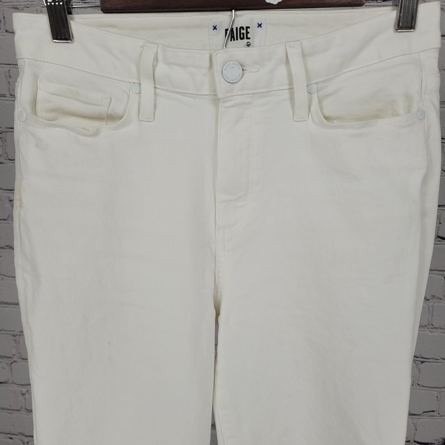 Paige White Denim Hoxton Straight Ankle Mid Rise Jeans USA Made Size 29 (29x27)