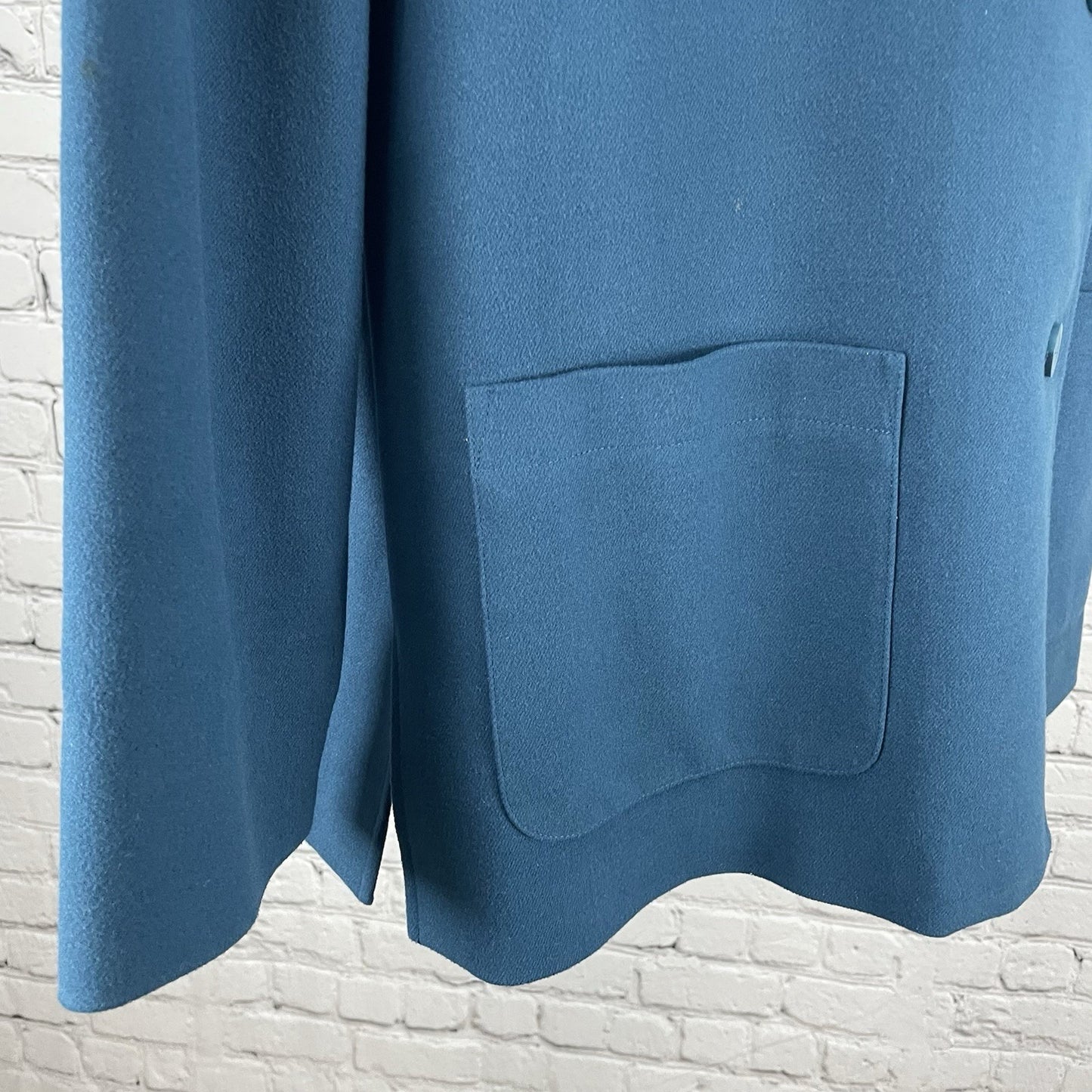Nordstrom Blue Button Up Collared Lined Side Slits Pockets Jacket Size Medium M