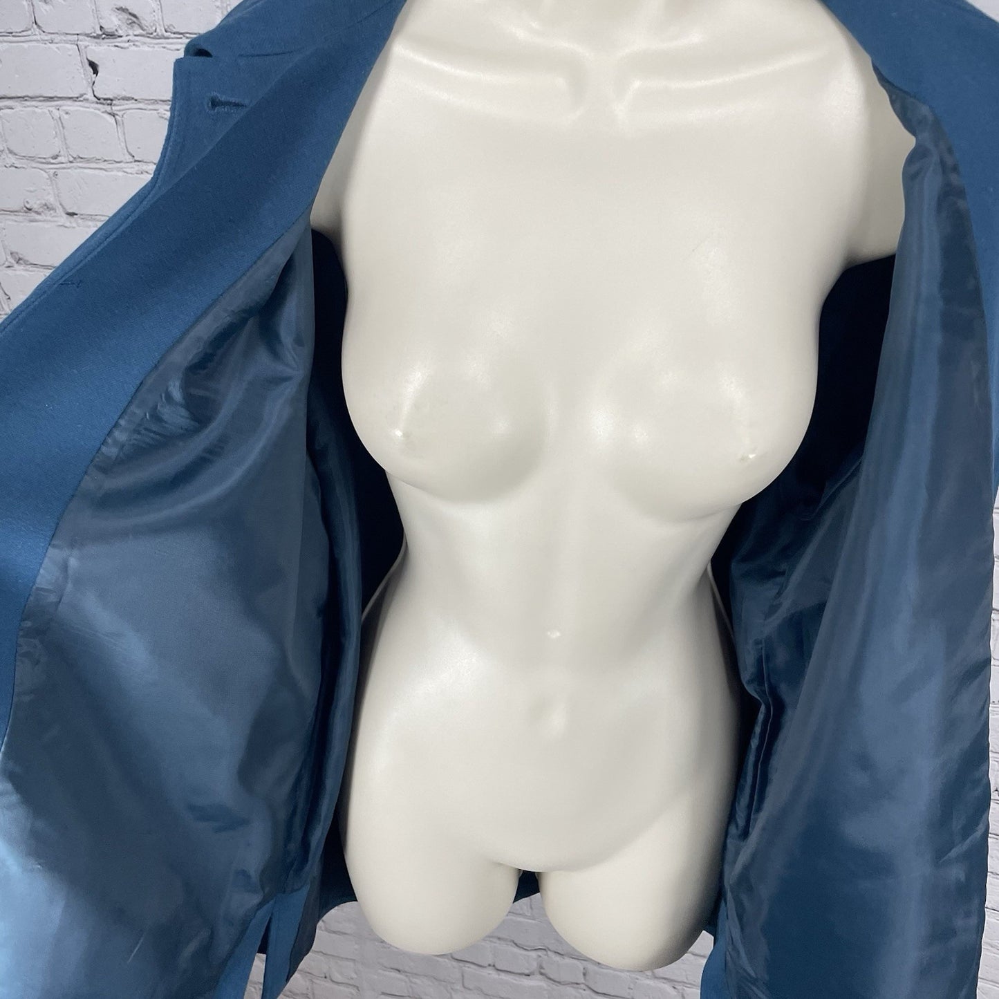 Nordstrom Blue Button Up Collared Lined Side Slits Pockets Jacket Size Medium M