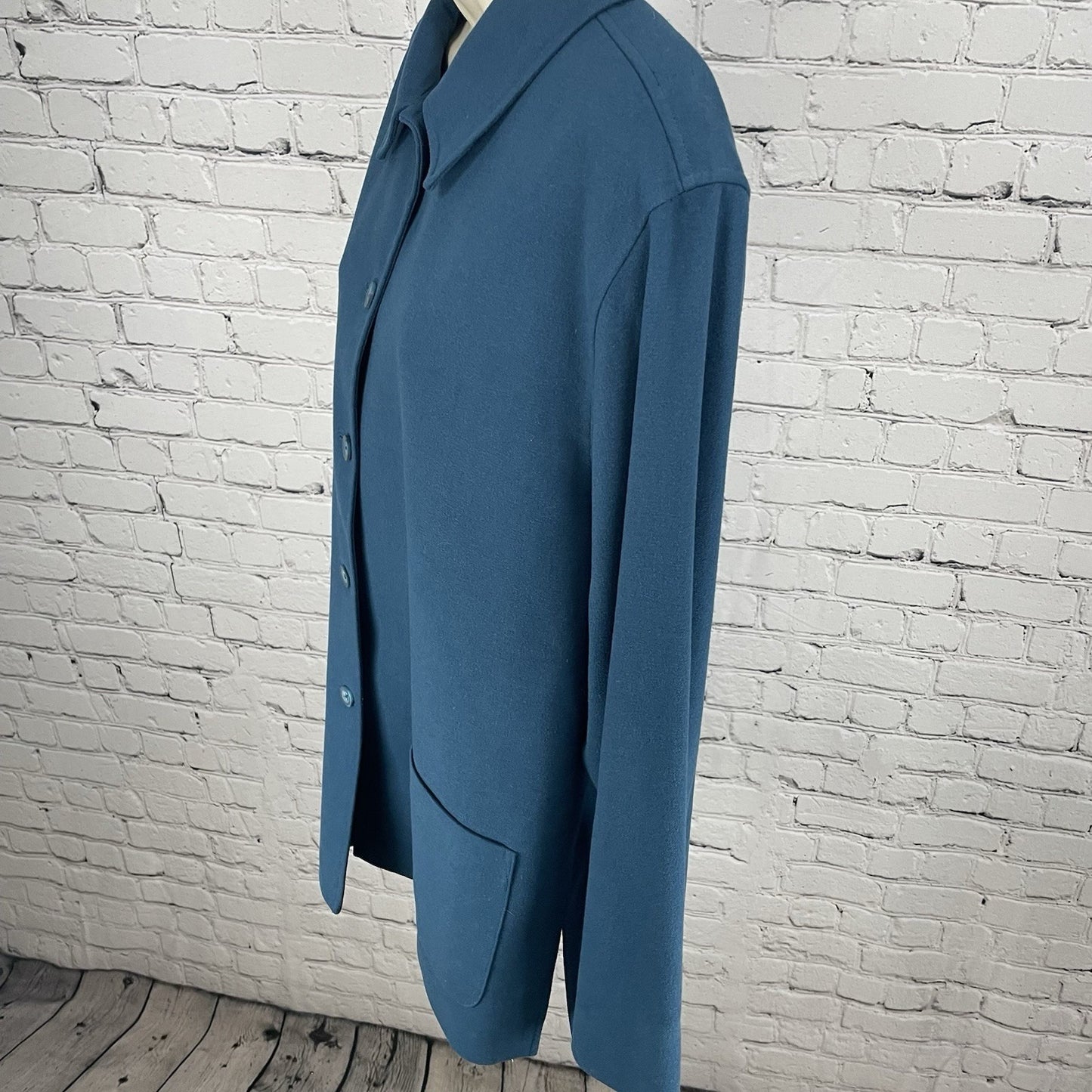 Nordstrom Blue Button Up Collared Lined Side Slits Pockets Jacket Size Medium M