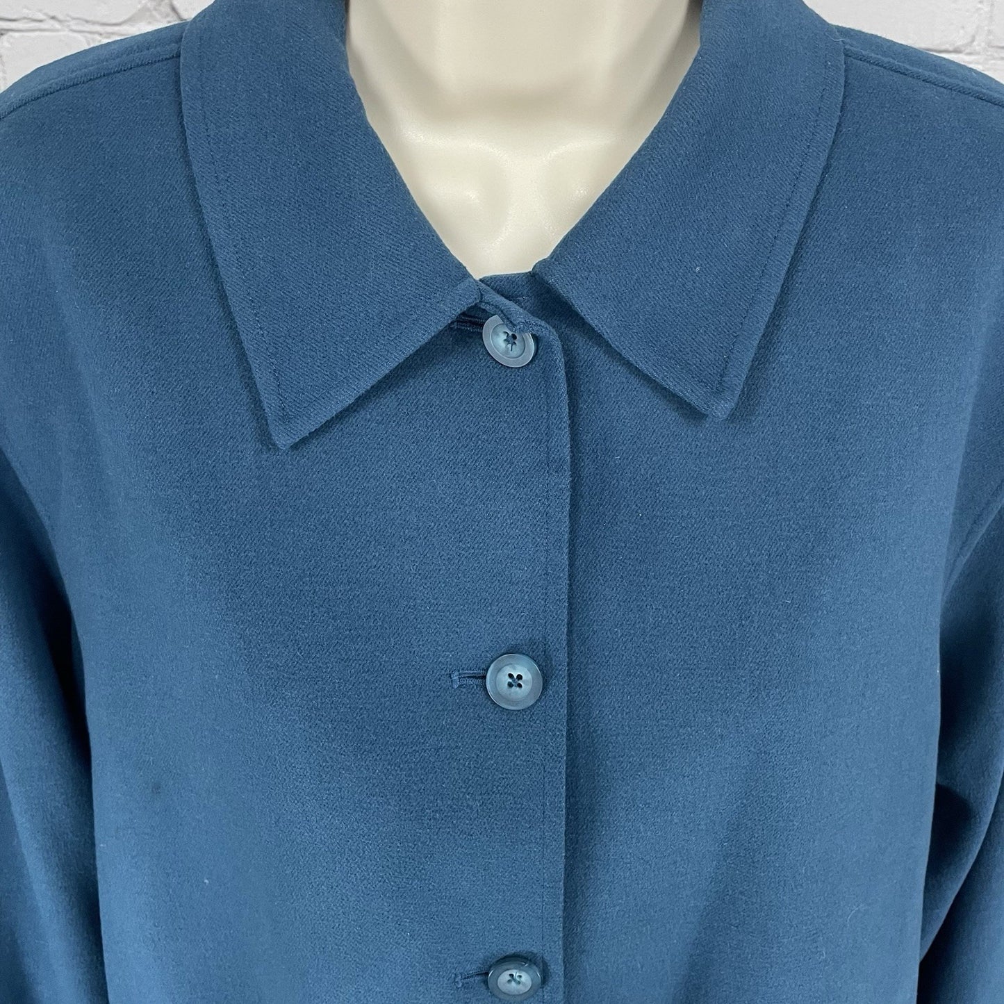 Nordstrom Blue Button Up Collared Lined Side Slits Pockets Jacket Size Medium M
