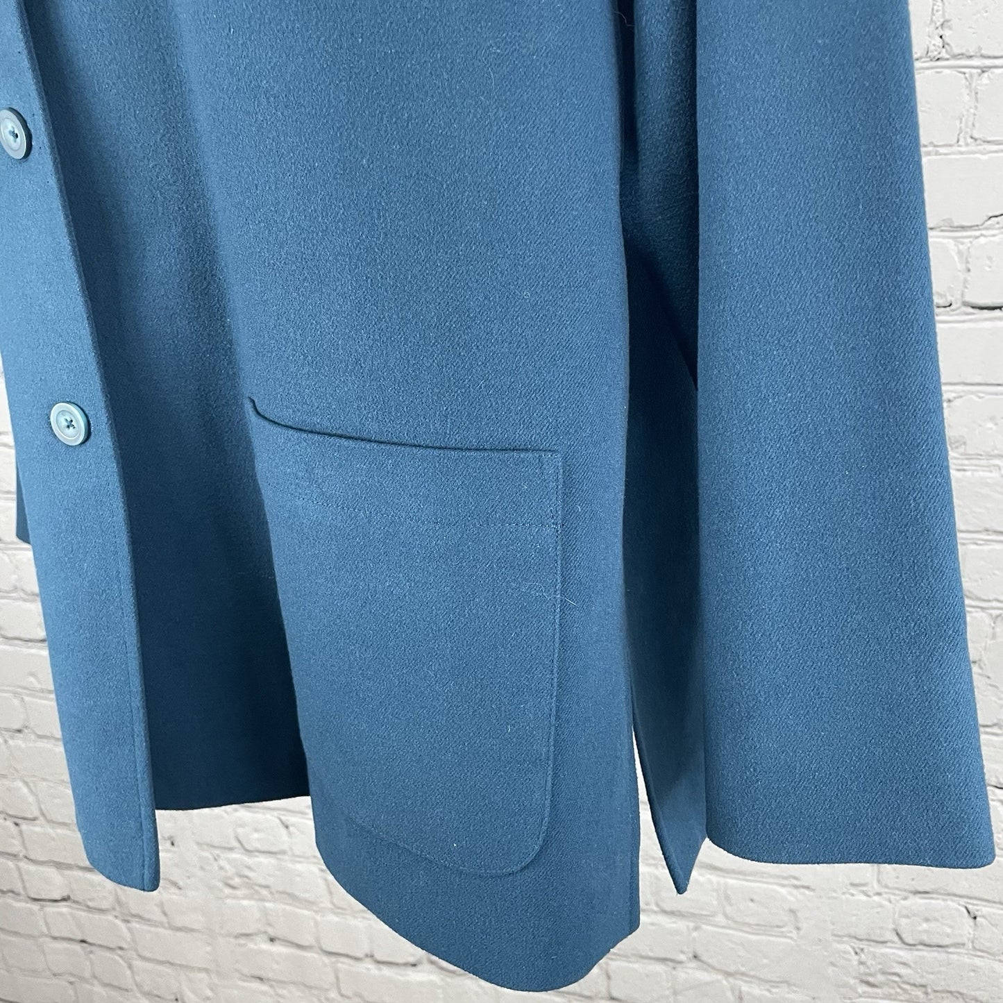 Nordstrom Blue Button Up Collared Lined Side Slits Pockets Jacket Size Medium M
