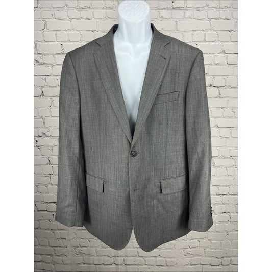 Zanetti Grey Wool Blend Notch 2 Button Double Vented Blazer Sport Coat 42R