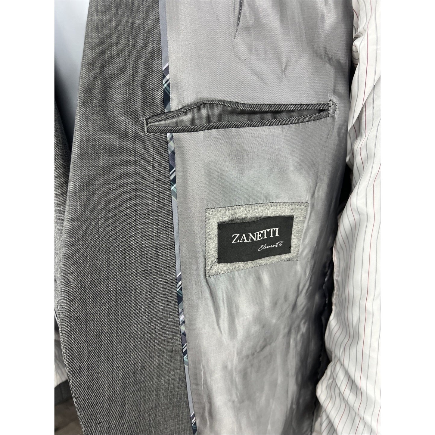 Zanetti Grey Wool Blend Notch 2 Button Double Vented Blazer Sport Coat 42R