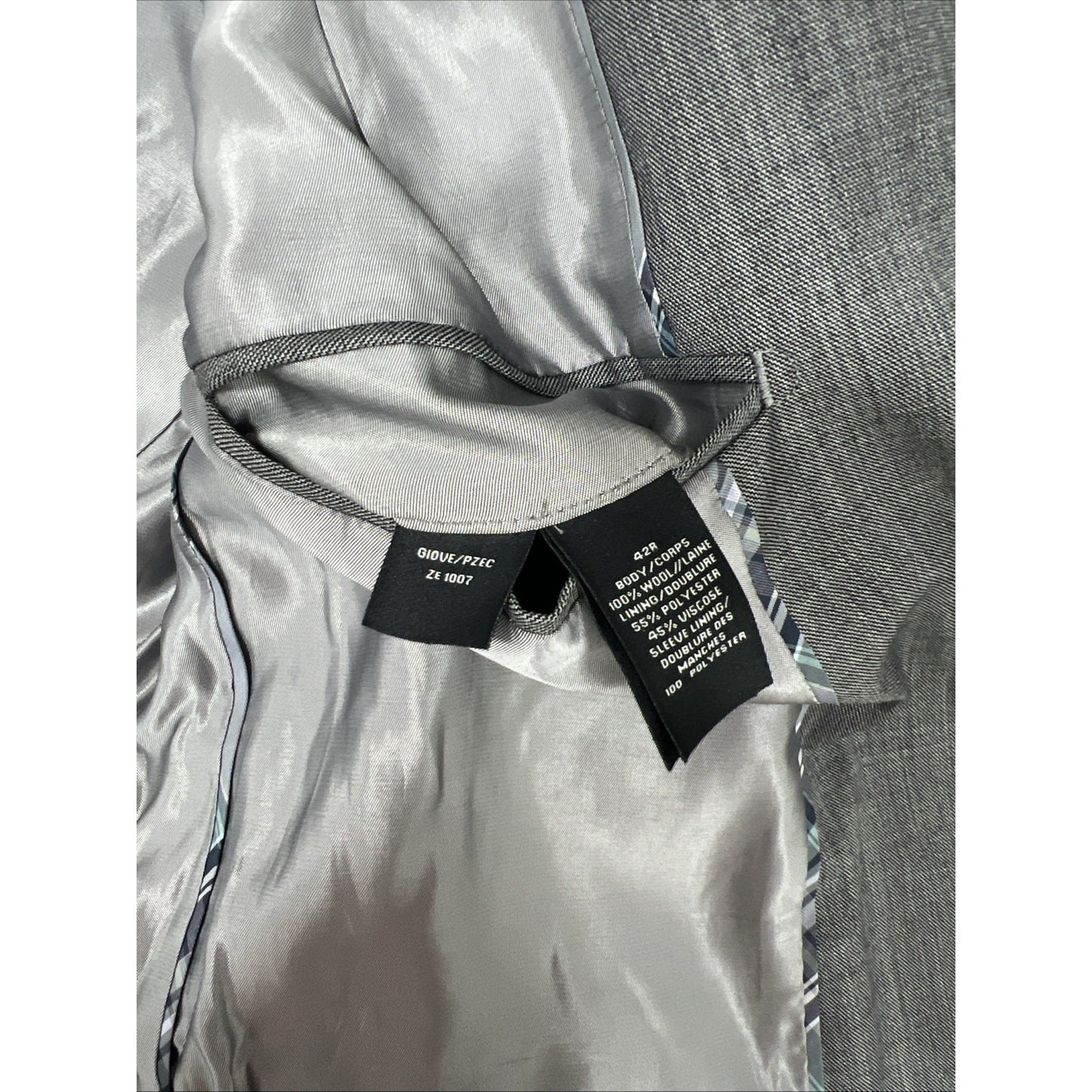 Zanetti Grey Wool Blend Notch 2 Button Double Vented Blazer Sport Coat 42R