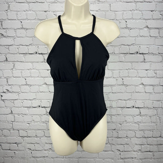 La Blanca Black Crisscross Back One Piece Swimsuit Keyhole Neck Full Coverage 8