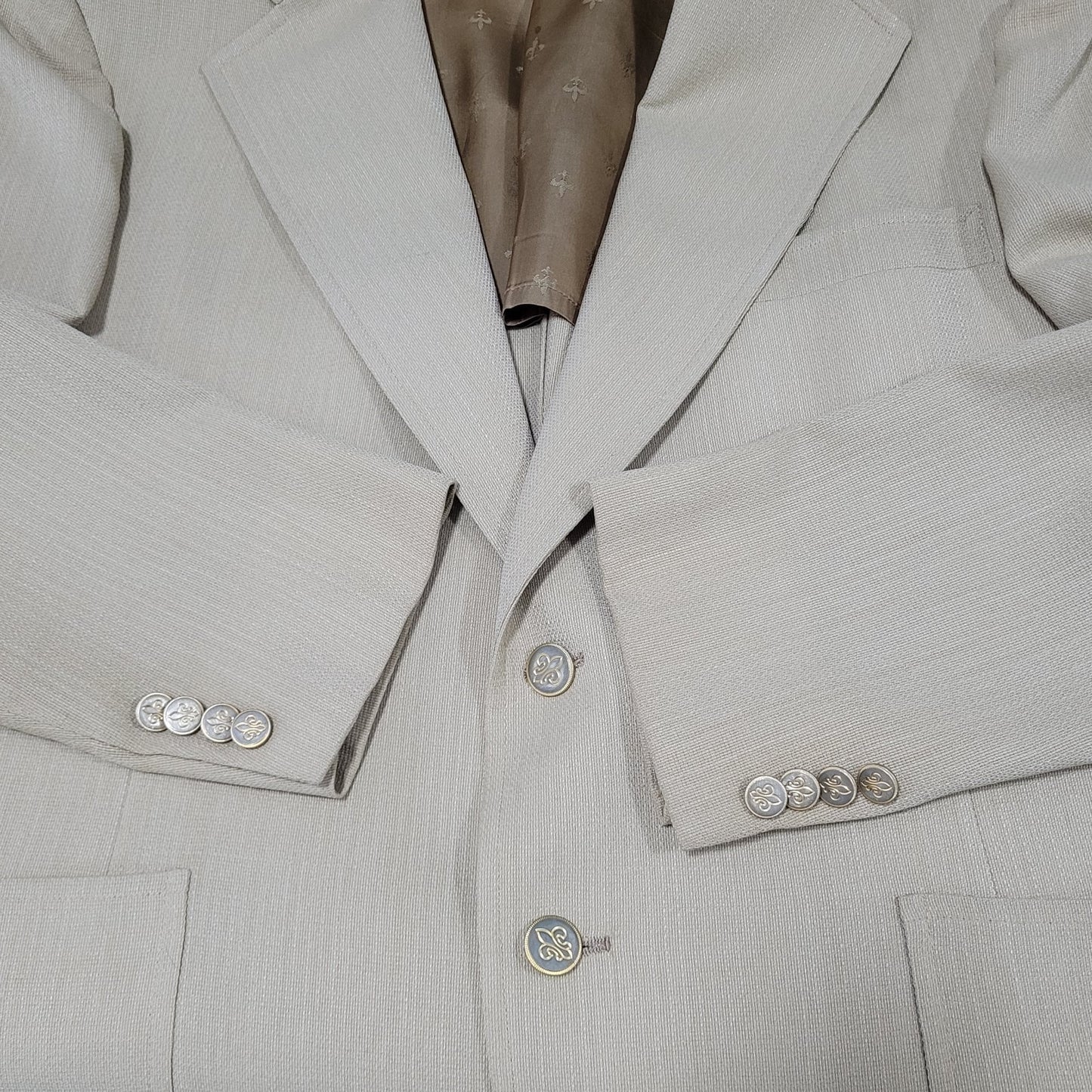 VTG Unbranded Tan 2 Button Single Vented Notch Blazer Sport Coat USA 44