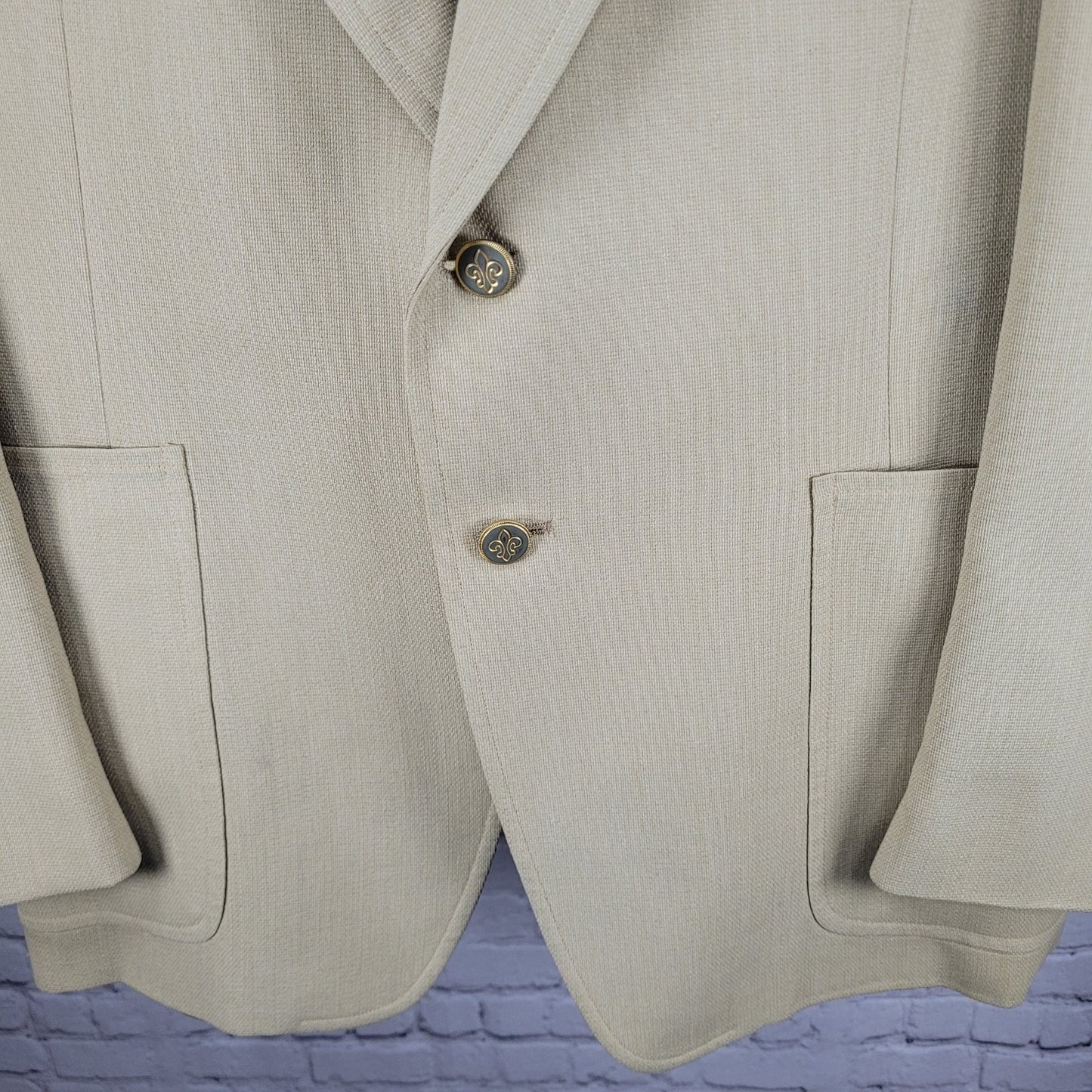 VTG Unbranded Tan 2 Button Single Vented Notch Blazer Sport Coat USA 44