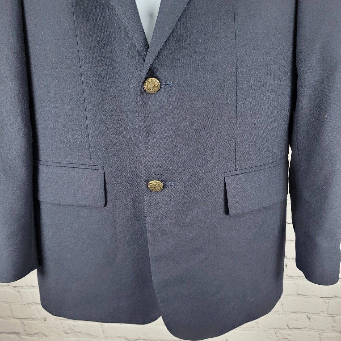 Oscar De La Renta Navy 100% Wool 2 Button Ventless Notch Blazer Sport Coat 40R