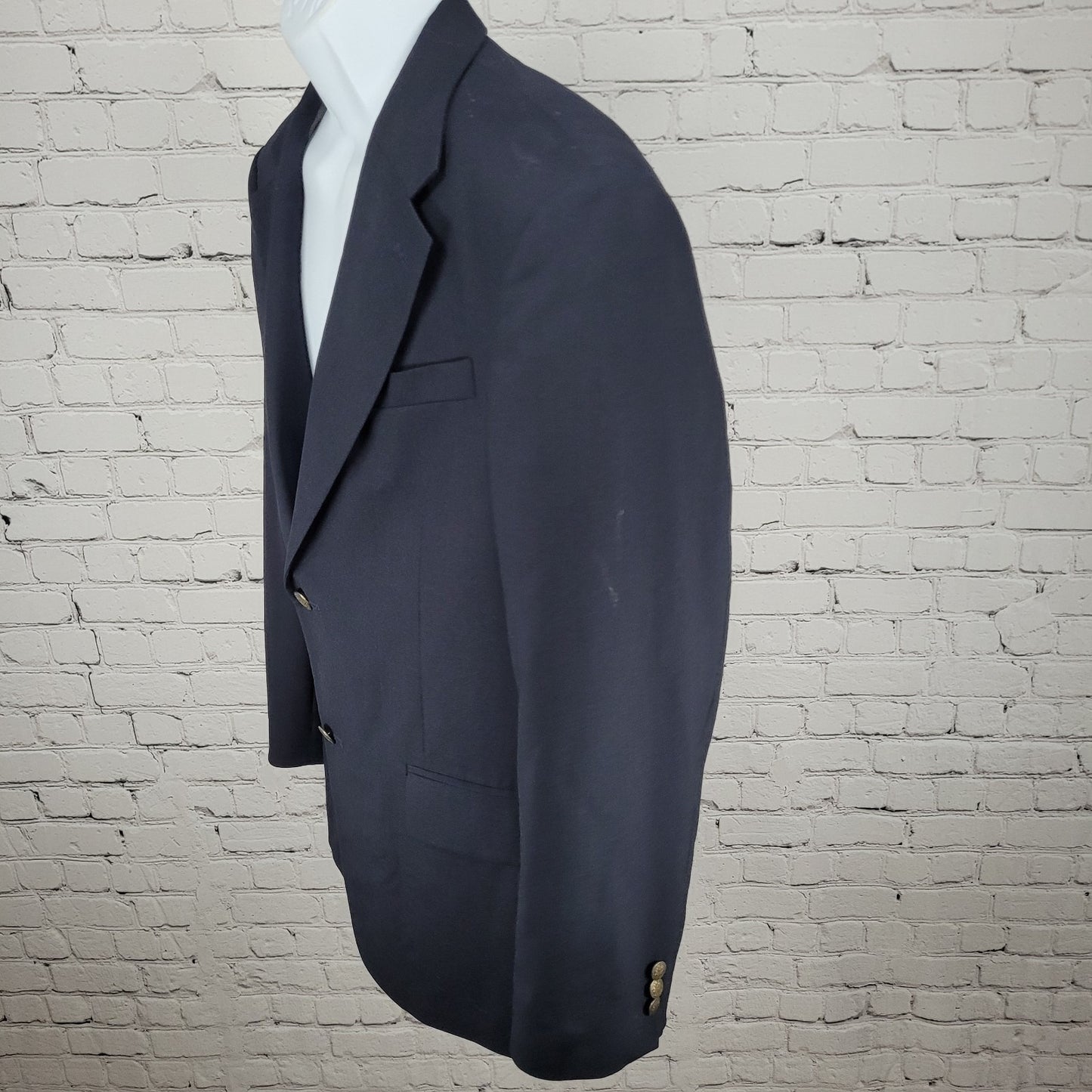Oscar De La Renta Navy 100% Wool 2 Button Ventless Notch Blazer Sport Coat 40R