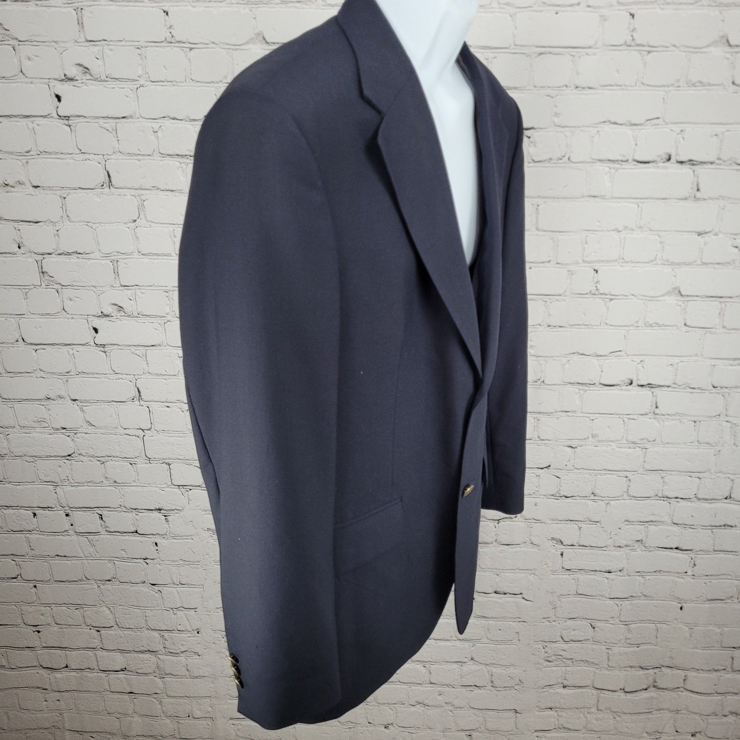 Oscar De La Renta Navy 100% Wool 2 Button Ventless Notch Blazer Sport Coat 40R