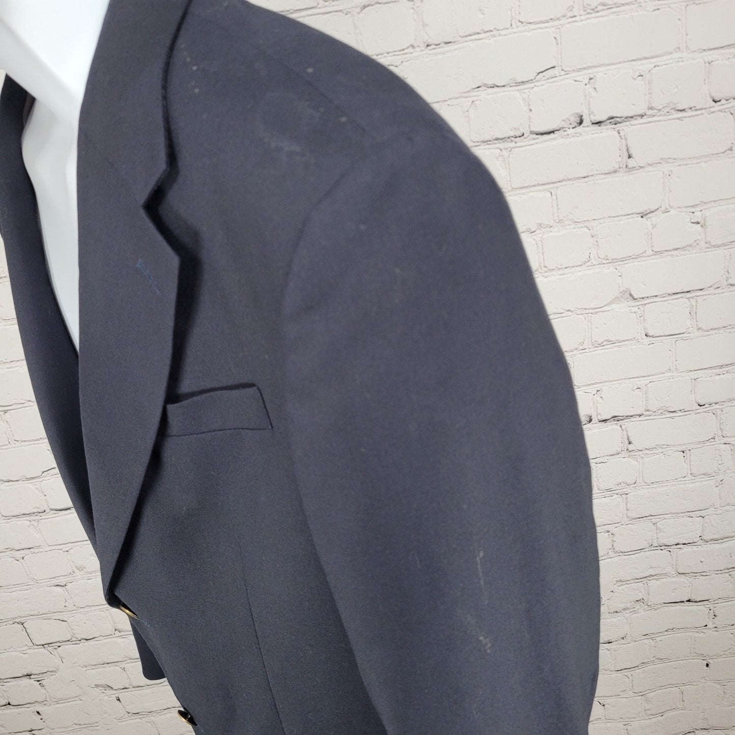 Oscar De La Renta Navy 100% Wool 2 Button Ventless Notch Blazer Sport Coat 40R