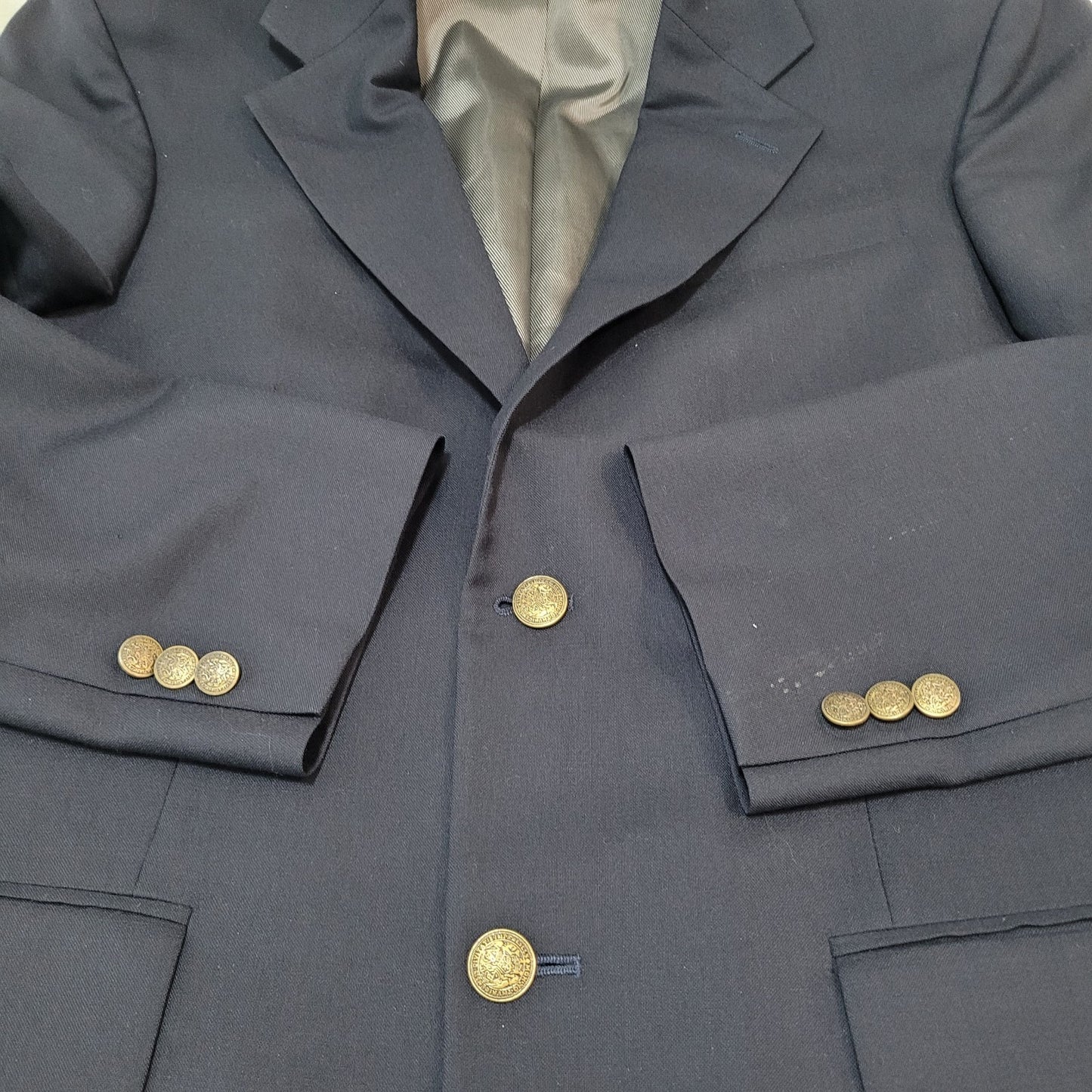 Oscar De La Renta Navy 100% Wool 2 Button Ventless Notch Blazer Sport Coat 40R