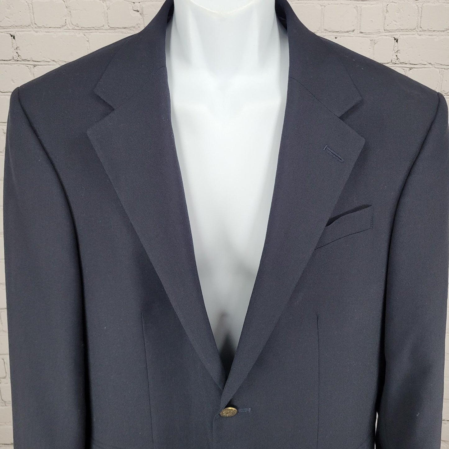 Oscar De La Renta Navy 100% Wool 2 Button Ventless Notch Blazer Sport Coat 40R