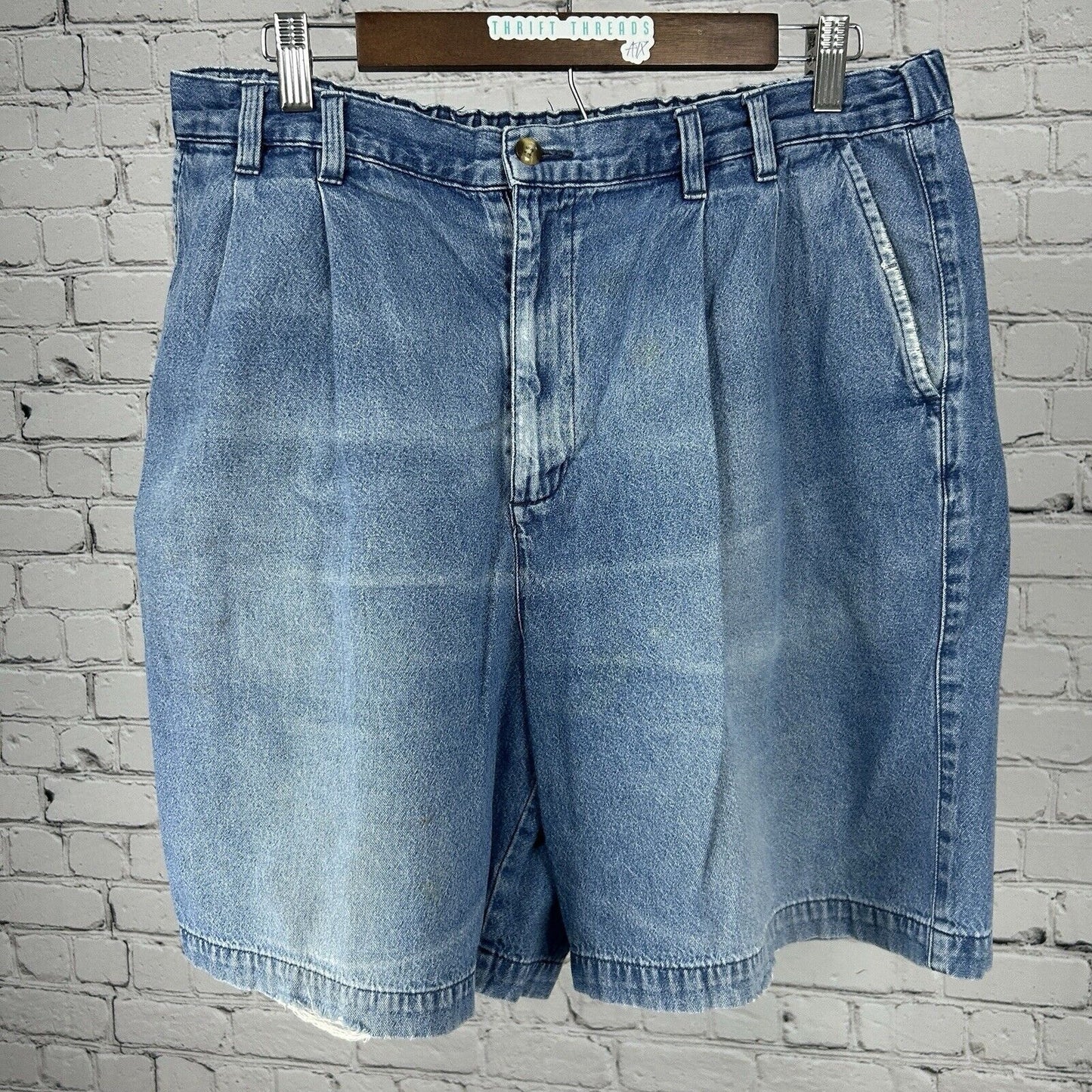 Sun River Light Blue 100% Cotton Elastic Waist Mom Shorts Size 36 (34X7.5)