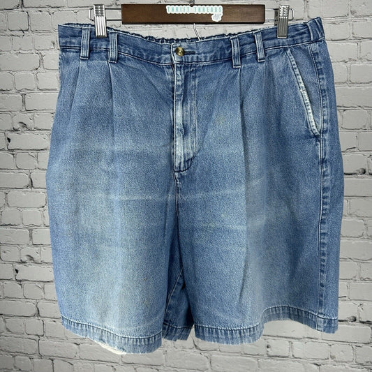 Sun River Light Blue 100% Cotton Elastic Waist Mom Shorts Size 36 (34X7.5)