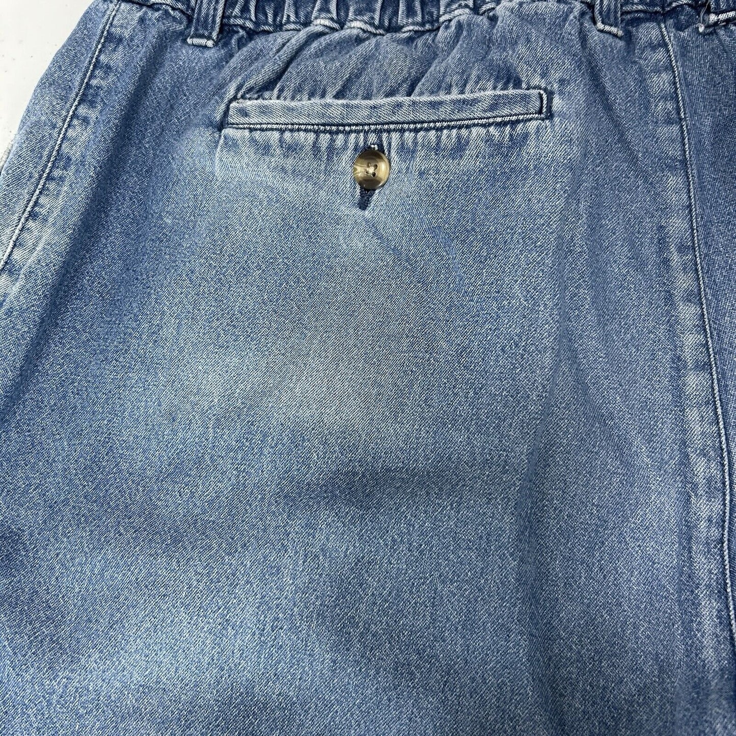 Sun River Light Blue 100% Cotton Elastic Waist Mom Shorts Size 36 (34X7.5)