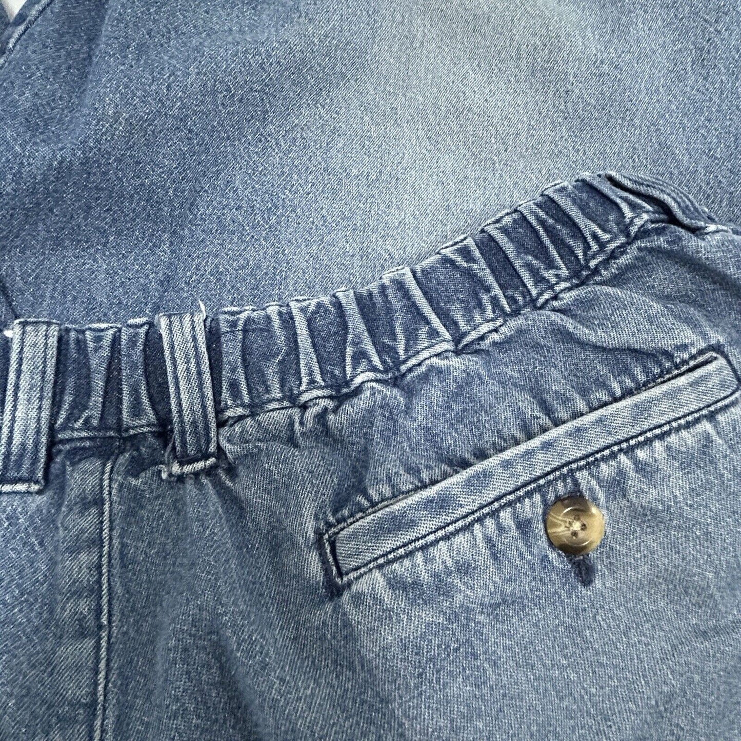 Sun River Light Blue 100% Cotton Elastic Waist Mom Shorts Size 36 (34X7.5)