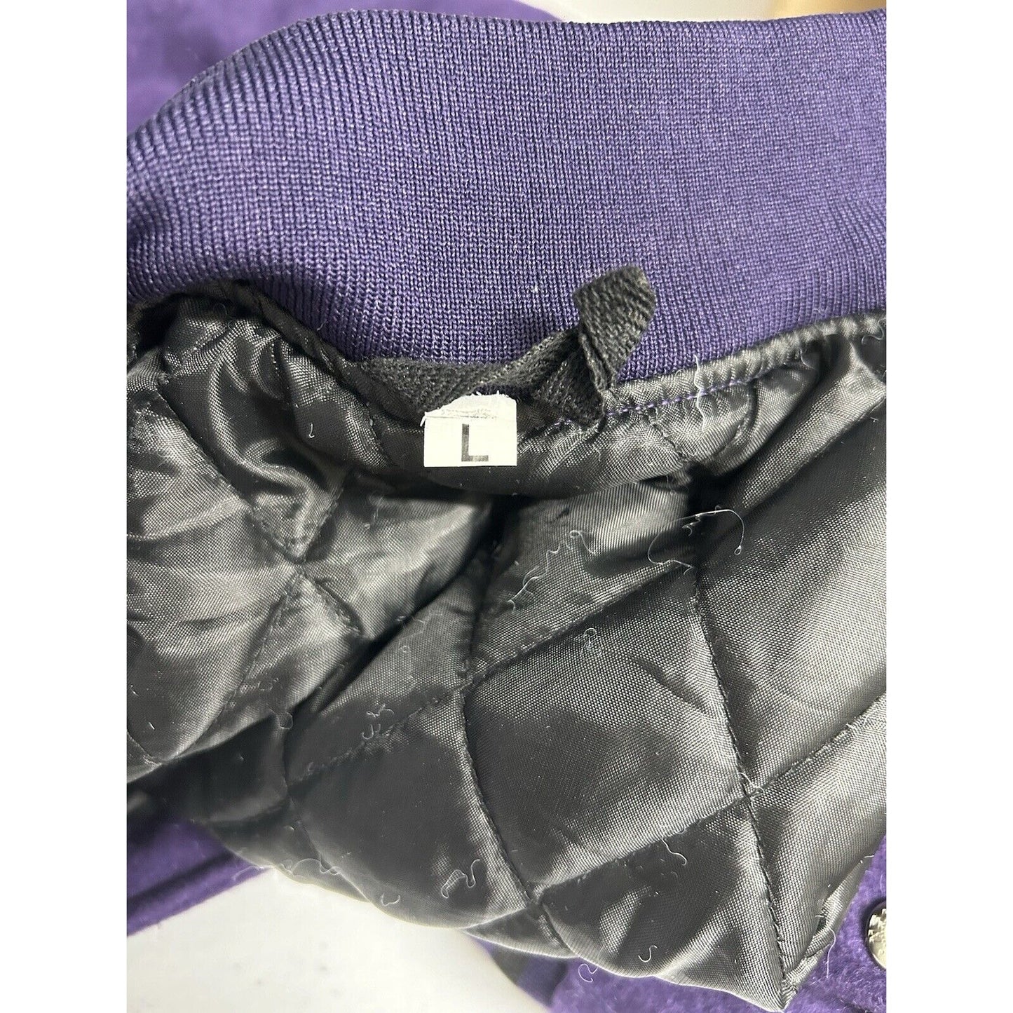 Playhouse Renni Poo Collection Black Purple Varsity Letterman Jacket Unisex L