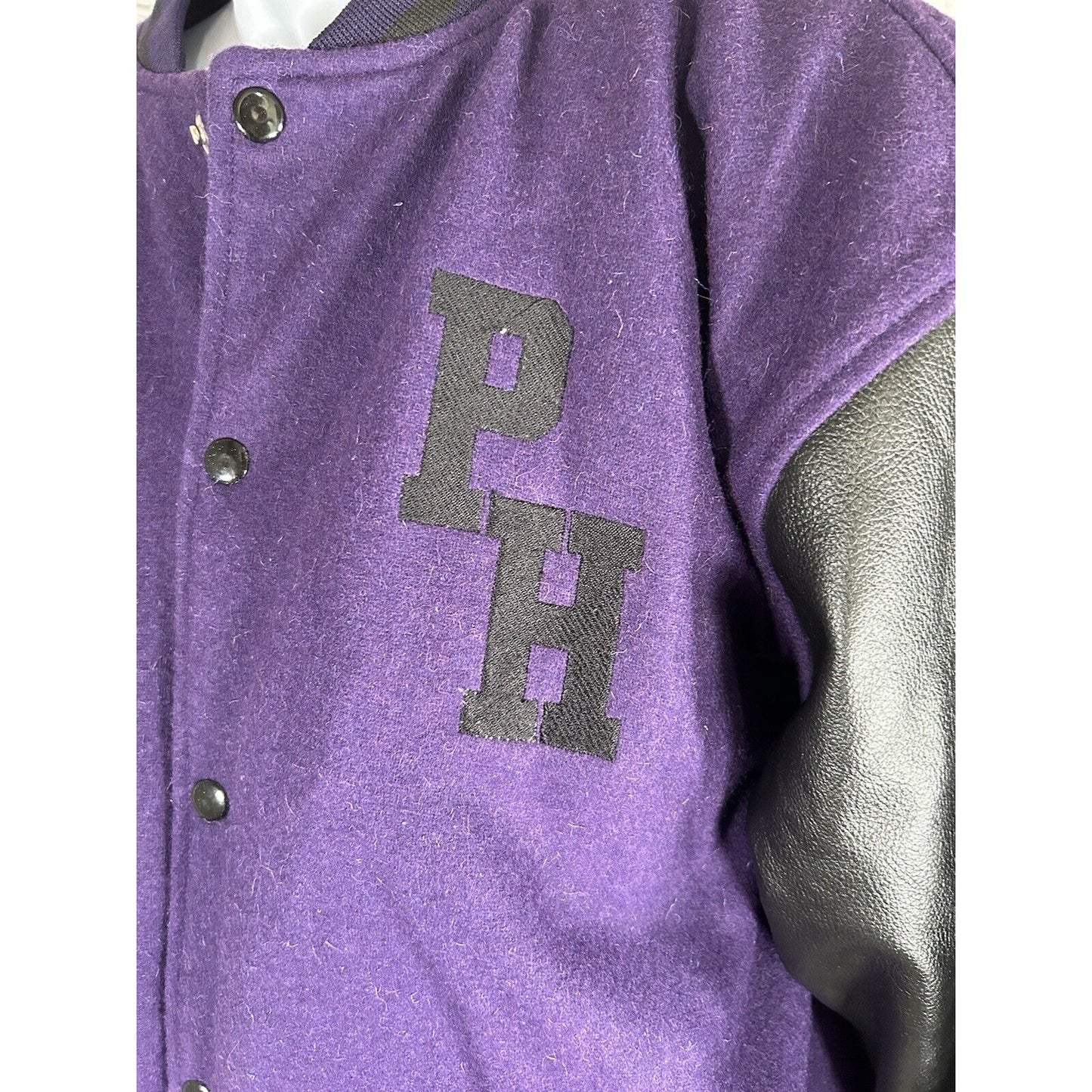 Playhouse Renni Poo Collection Black Purple Varsity Letterman Jacket Unisex L
