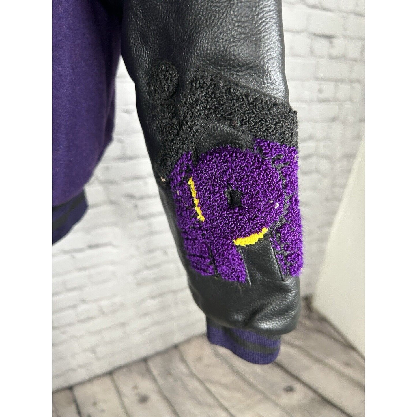 Playhouse Renni Poo Collection Black Purple Varsity Letterman Jacket Unisex L