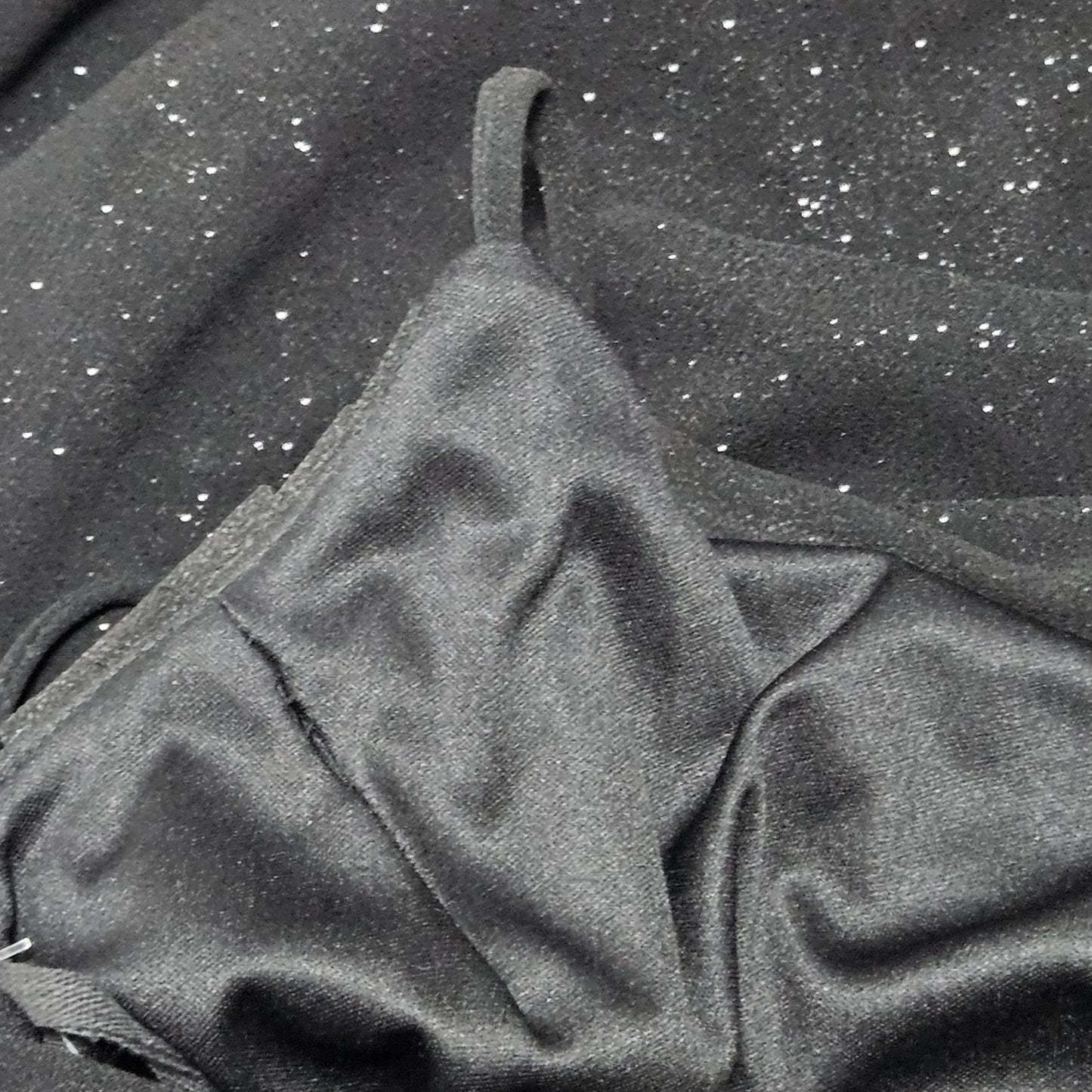 NWD Karina Nites Black Glitter Sheer Overlay Strappy Ruched Long Formal Dress 6