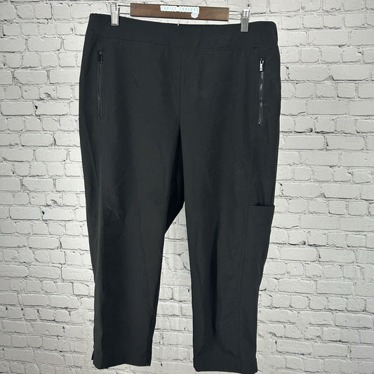 Chico’s Zenergy Black Zip Pocket Tapered Ankle Athletic Pants Size 14 (34X23.5)