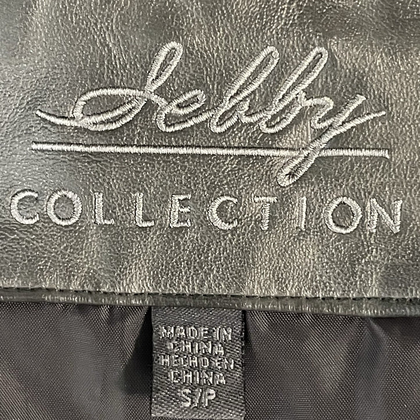 Sebby Collection Grey Faux Leather Moto Knit Sides Stretch Jacket Size Small S