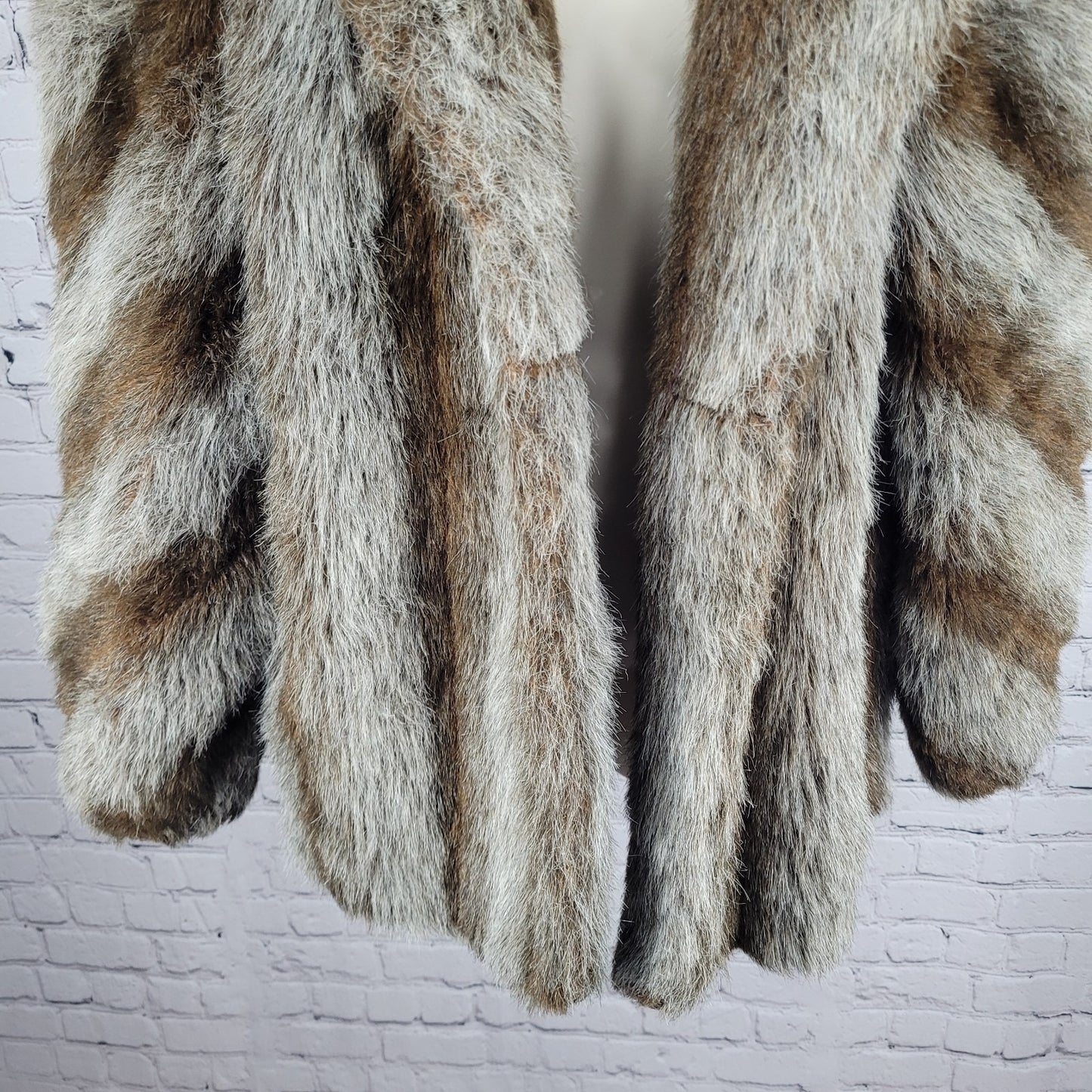 VTG Outerlayers Brown Faux Fur Shawl Collar Pockets Lined Coat USA Large L