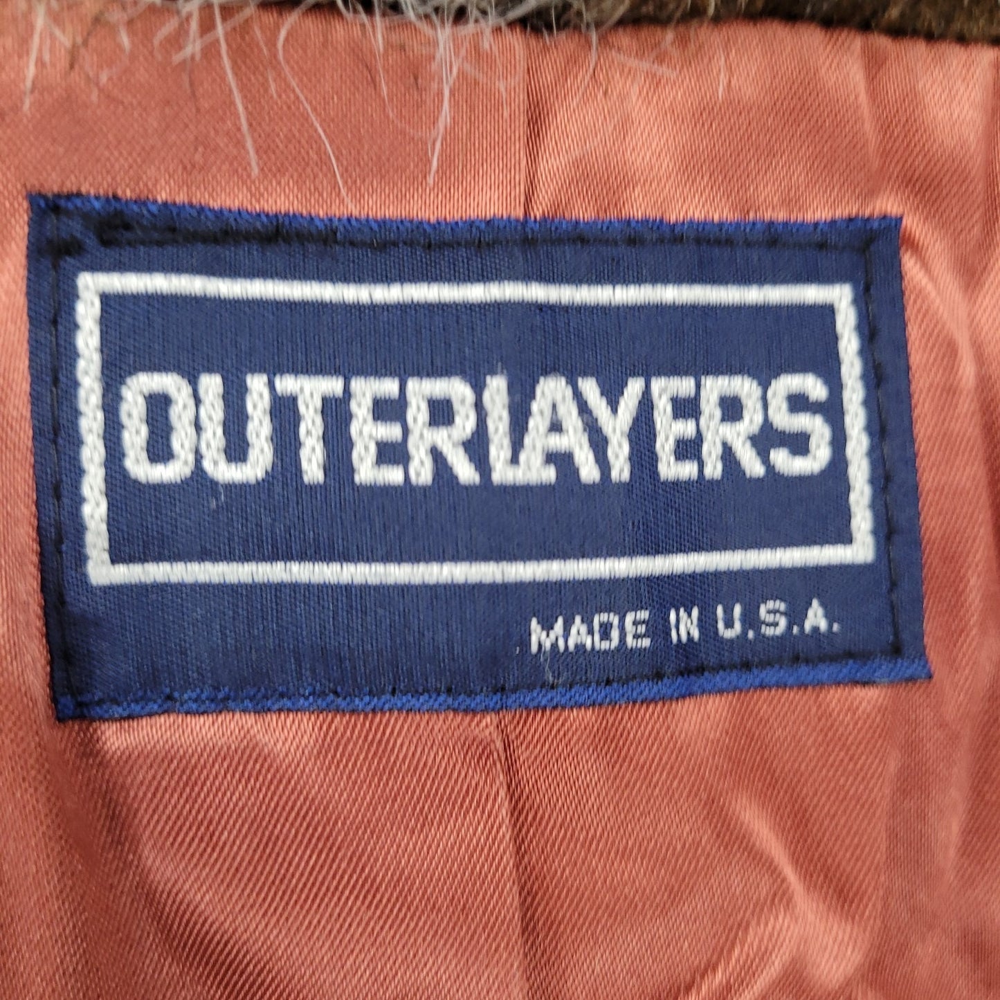 VTG Outerlayers Brown Faux Fur Shawl Collar Pockets Lined Coat USA Large L