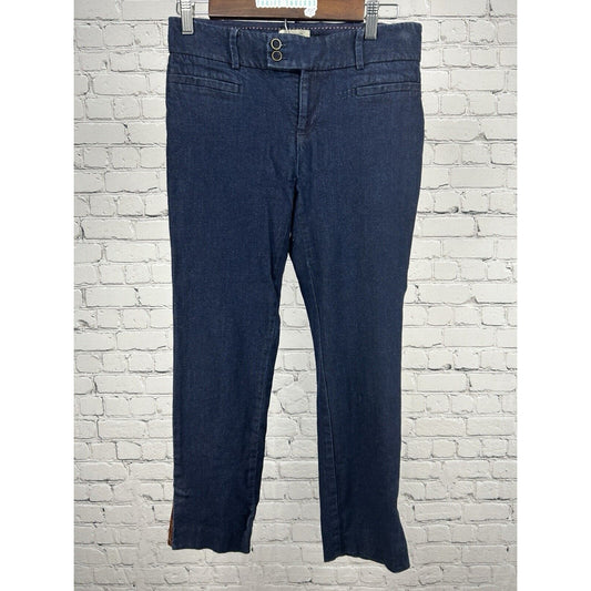 Anthropologie The Essential Slim Blue Mid Rise Pants Size Medium M (29X25)