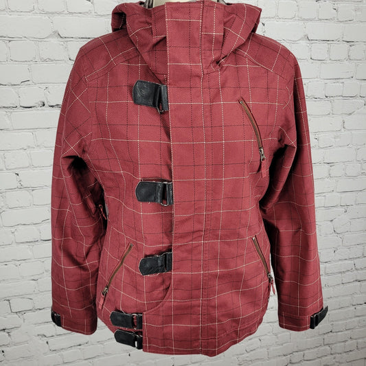 Burton Red Check Dryride Faux Fur Lined Insulated Dream Jacket Size Small S