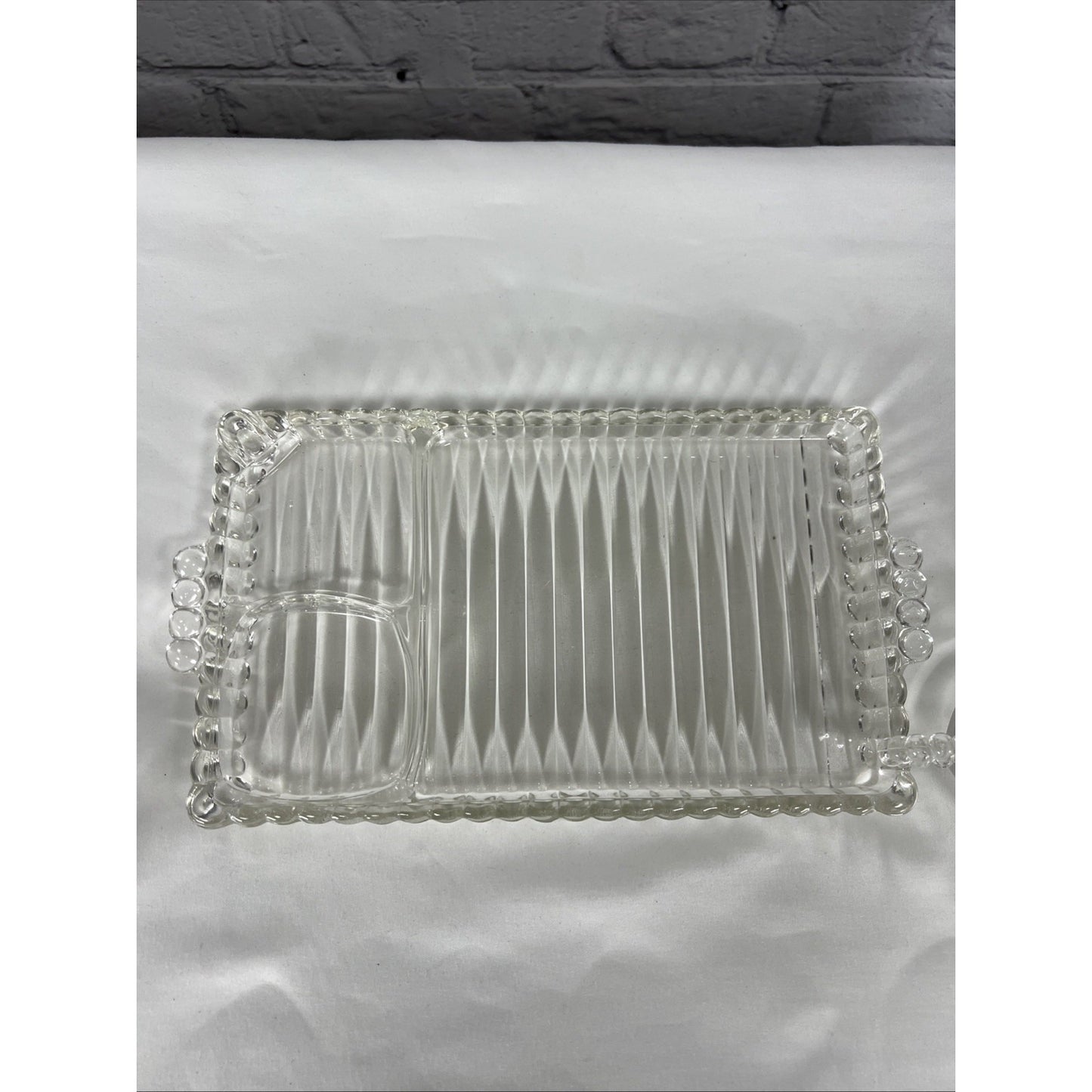 VTG Hazel-Atlas Orchard Crystal Party Set Snack Sip Smoke Cup Tray Set Of 4