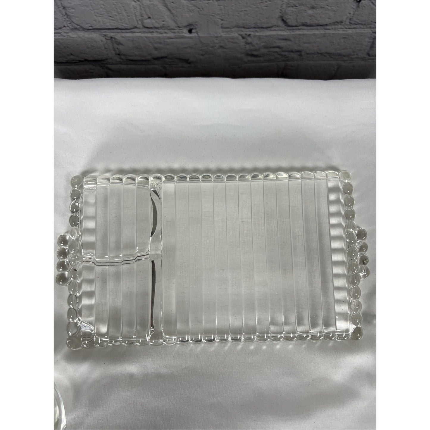 VTG Hazel-Atlas Orchard Crystal Party Set Snack Sip Smoke Cup Tray Set Of 4