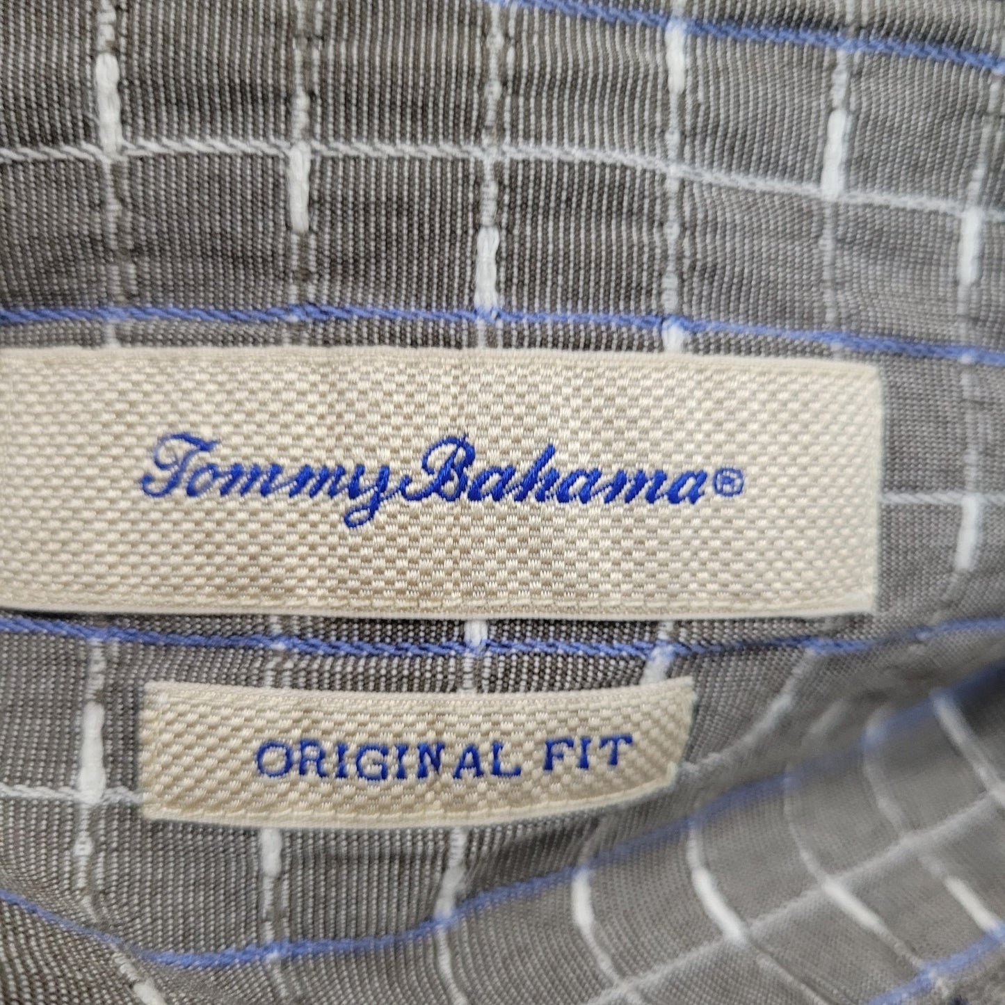 Tommy Bahama Grey Silk Cotton Original Fit Button Up Short Sleeve Shirt XXL