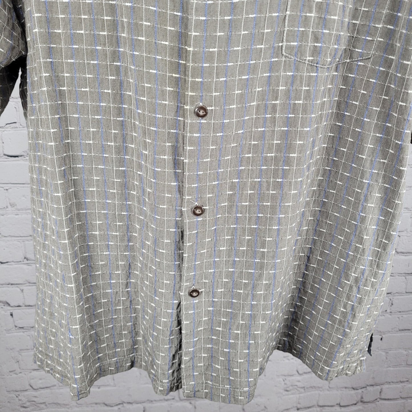 Tommy Bahama Grey Silk Cotton Original Fit Button Up Short Sleeve Shirt XXL