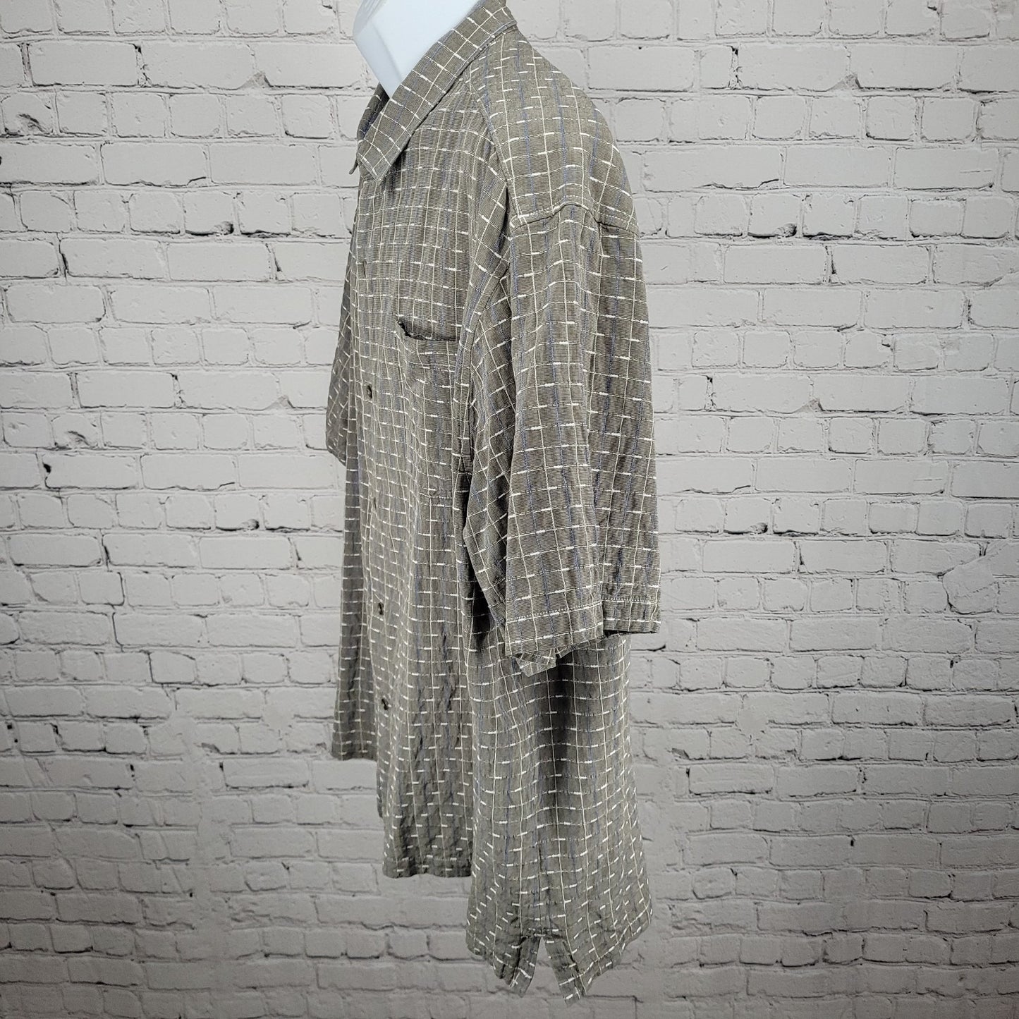 Tommy Bahama Grey Silk Cotton Original Fit Button Up Short Sleeve Shirt XXL