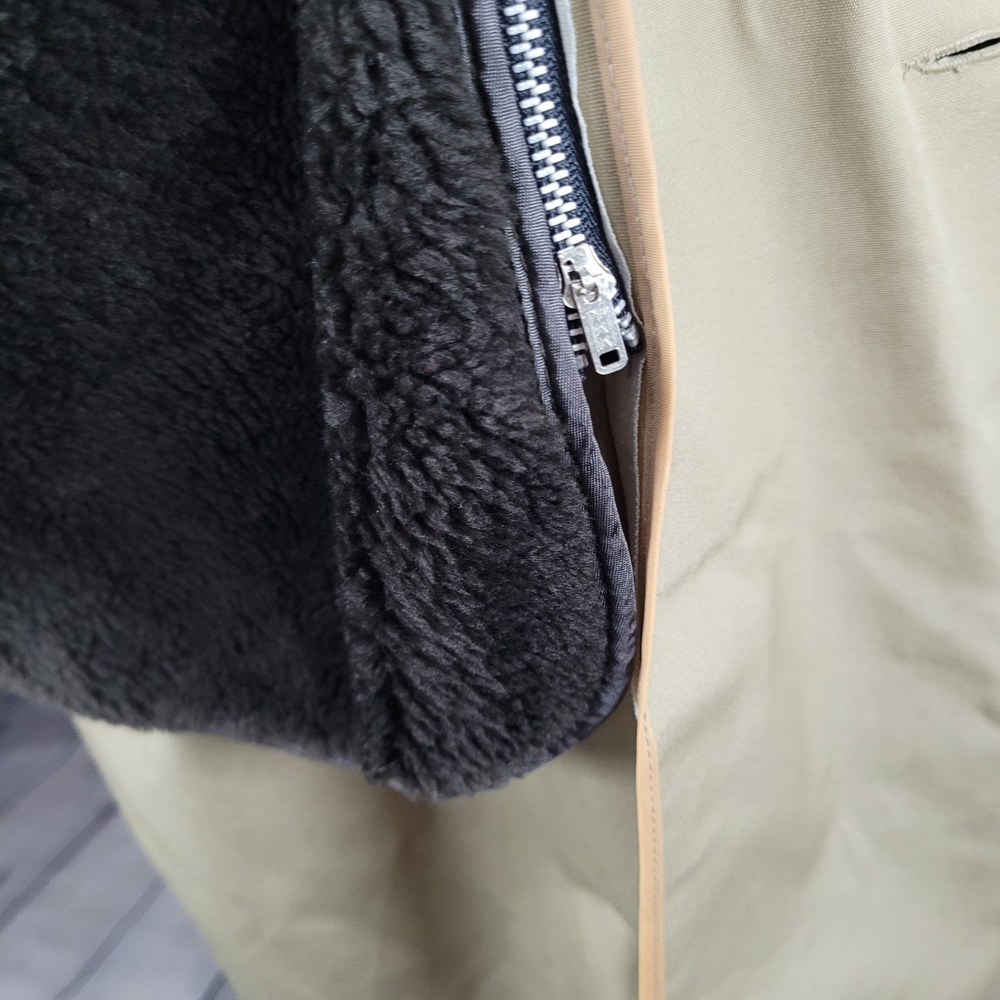 VTG Clipper Mist Tan Double Breasted Removable Faux Fur Liner Trench Coat 40R