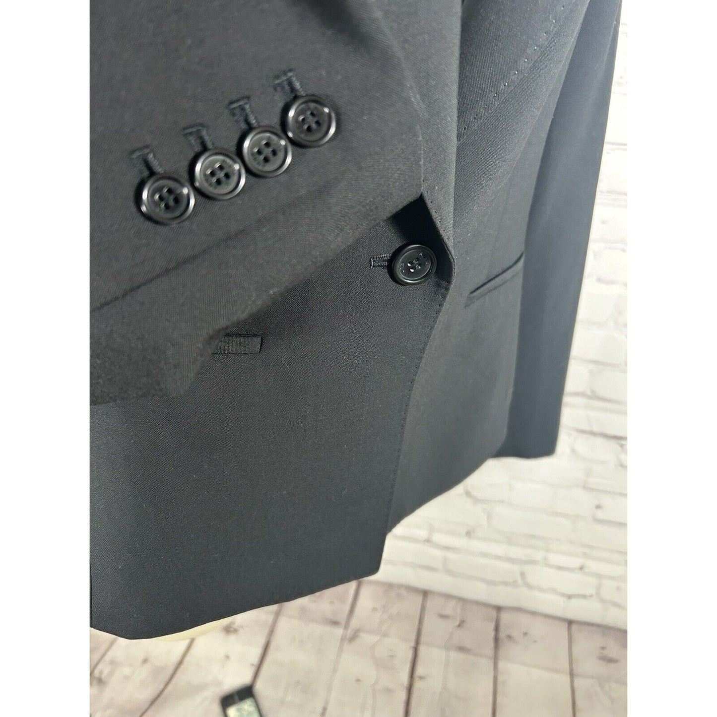 Anne Klein Solid Black Wool Blend Jacket Blazer Single Button Inner Pocket 6