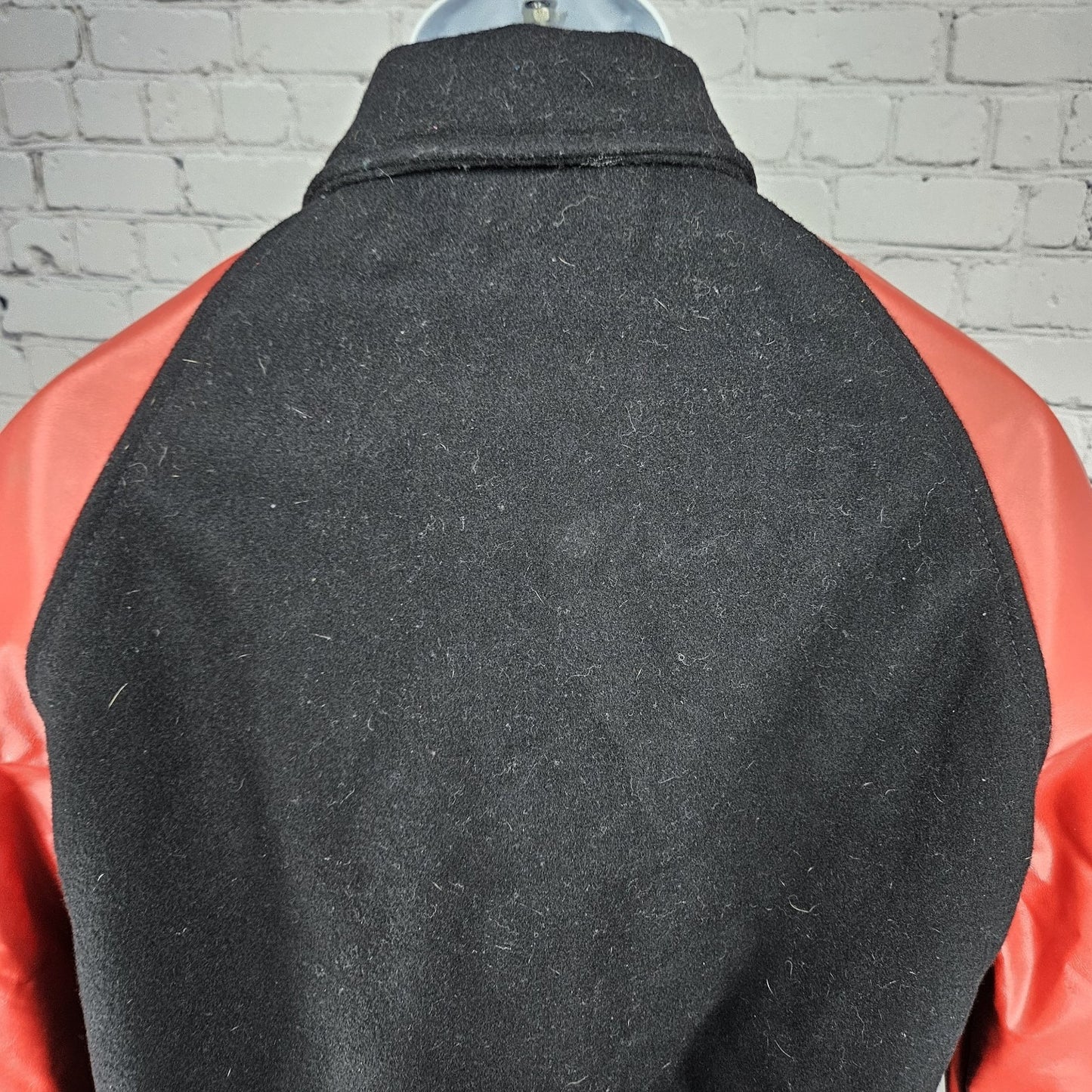 CenTex Black Red Wool Blend Retro Varsity Letterman School Snap Jacket Medium M