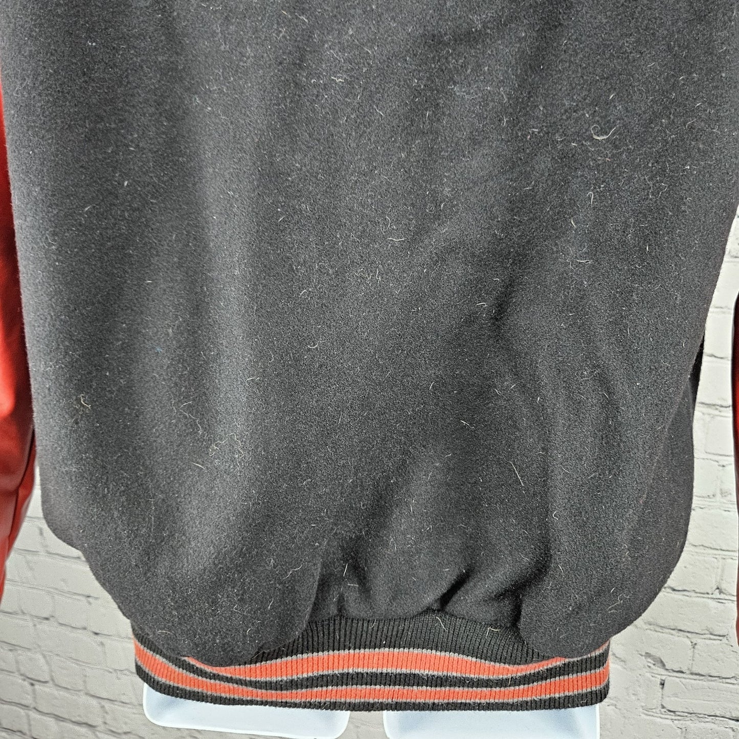 CenTex Black Red Wool Blend Retro Varsity Letterman School Snap Jacket Medium M