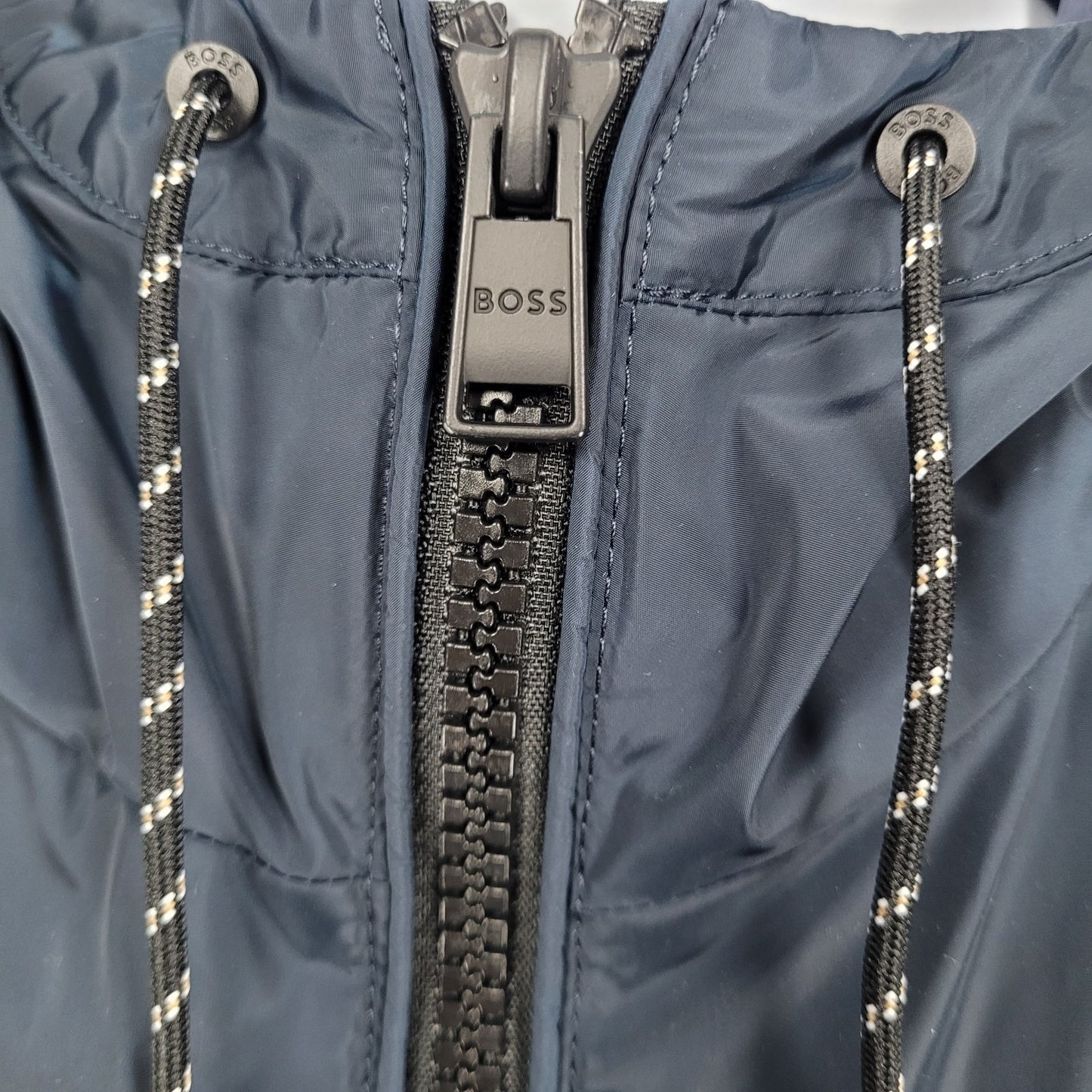Boss Navy Hooded Lightweight Full Zip Inner Pocket Windbreaker Jacket 44R