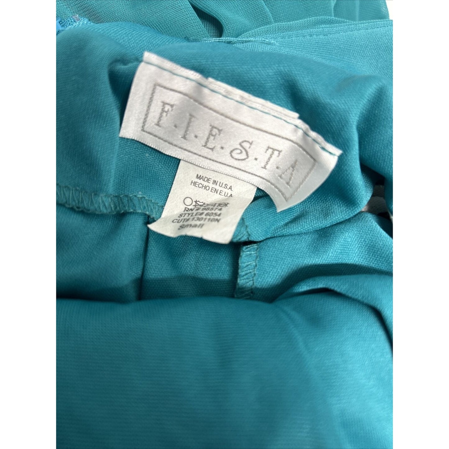 Fiesta Teal Sleeveless Ruched Bodycon Mermaid Dress Ruffles Rhinestone Women’s S