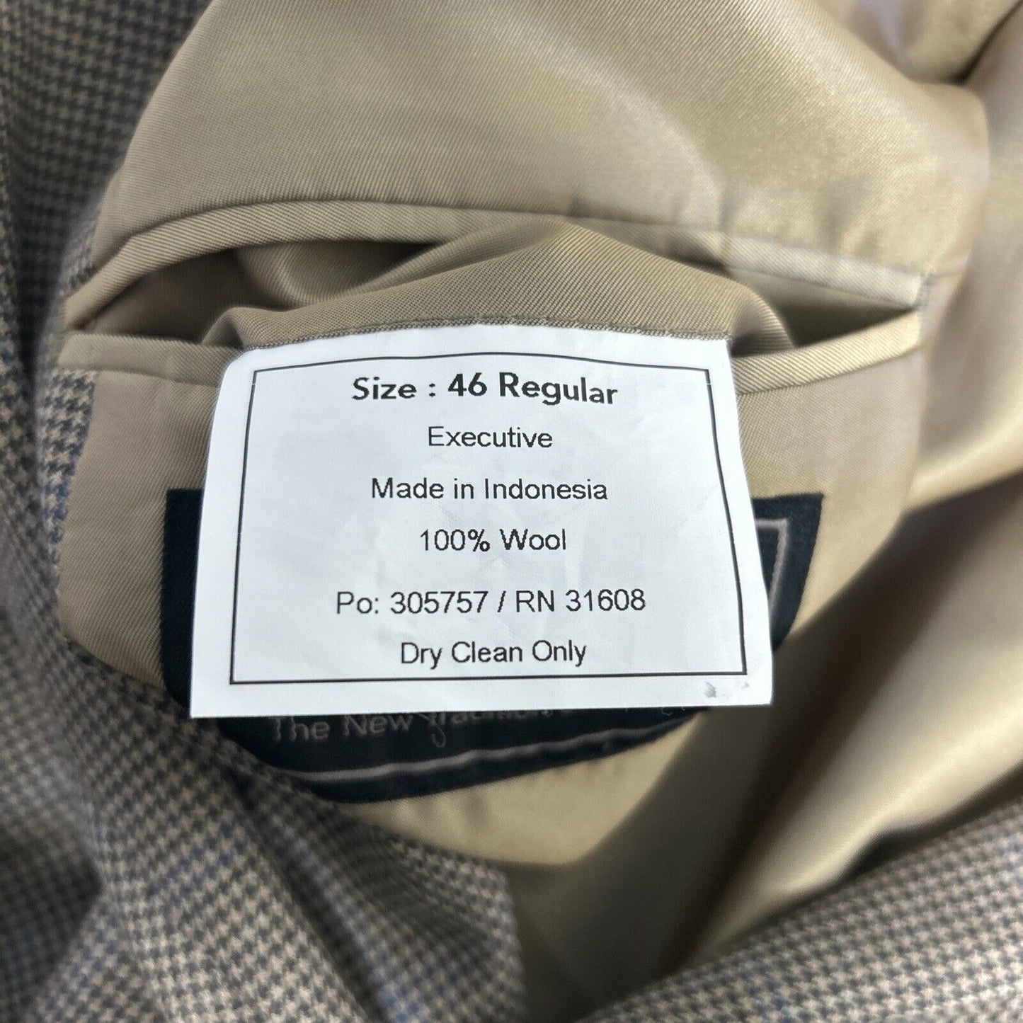 Jos A Bank Houndstooth Brown Blue Executive Traditional Fit Mens Wool Blazer 46R