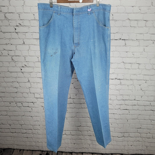 VTG Wrangler Blue Denim Straight Leg High Rise Jeans Retro Western Size (36x31)