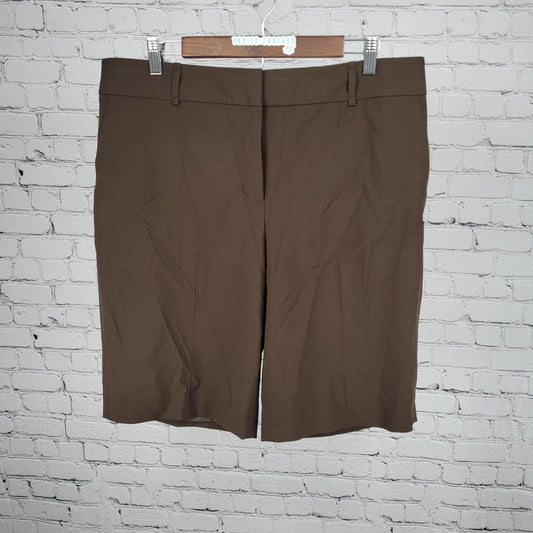 NWT Loft Ann Taylor Brown High Rise Lined Stretch Bermuda Shorts US 16 (36x11.5)