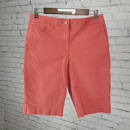 Talbots Pink Cotton Stretch Mid Rise Chino Bermuda Shorts Size 6 (28x12.5)